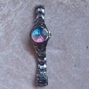 Relic Women's Silver Watch with Blue and Pink Dial